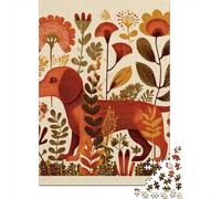 1000 Teenager Pieces Jigsaw Puzzle Autumn Floral Dachshund Art Print Jigsaw for Adults Relax Games Birthday Present Gifts for Friends And Family 38x26cm/1000pcs