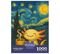 1000 Teenager Pieces Jigsaw Puzzle Axolotl Coffee Starry Night Painting Puzzle for Adults Anti-Stress Toys Enhance Memory Educational Challenge 70x50cm/1000pcs