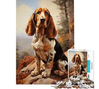 1000 Teenager Pieces Jigsaw Puzzle Basset Hound for Educational Game Challenge Toy Educational Game For Family Fun Great Gifts (Size 38x26cm)
