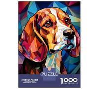 1000 Teenager Pieces Jigsaw Puzzle Beagle Dogs Stained Glass Jigsaw Puzzle Toy Wall Decor Difficult Challenge Gifts for Friends And Family 70x50cm/1000pcs