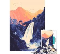 1000 Teenager Pieces Jigsaw Puzzle Beautiful Hawaiian Waterfall Zen Nature Minimalist Illustration Art Practical Game Learning Educational Toys Gifts for Women Men But Fun And Humorous