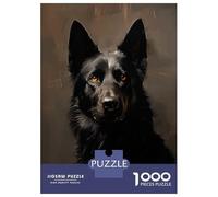 1000 Teenager Pieces Jigsaw Puzzle Black German Shepherd Portrait Jigsaw Puzzle Hands-on Game Difficult Hard Gifts for Friends And Family 70x50cm/1000pcs