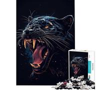 1000 Teenager Pieces Jigsaw Puzzle Black Panther Roar for Educational Game Challenge Toy Educational Game For Family Fun Great Gifts (Size 38x26cm)
