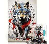 1000 Teenager Pieces Jigsaw Puzzle Brave Wolf Clean Cut Art Logic Puzzle Play Leisure Game Time Birthday Art Gift (38x26cm)