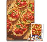 1000 Teenager Pieces Jigsaw Puzzle Bruschetta with Tomatoes And Basil Unique Challenge Game Tough Challenge Gift For Birthdays Size 38x52cm