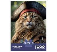 1000 Teenager Pieces Jigsaw Puzzle Captain Pirate Cat Jigsaw Puzzle Toy Wall Decor Difficult Challenge Gifts for Friends And Family 52x38cm/1000pcs