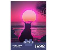 1000 Teenager Pieces Jigsaw Puzzle Cat Animal Retro Sunset Jigsaw Puzzle Hands-on Game Difficult Hard Gifts for Friends And Family 38x26cm/1000pcs