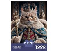 1000 Teenager Pieces Jigsaw Puzzle Cat King in Royal Attire Jigsaw Puzzle Hands-on Game Difficult Hard Gifts for Friends And Family 52x38cm/1000pcs