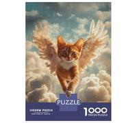 1000 Teenager Pieces Jigsaw Puzzle Cat Memorial Decor Angel Cat in Flight Jigsaw for Adults Hands-on Game Improve Memory Birthday Present, Gifts, 70x50cm/1000pcs