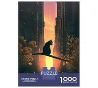 1000 Teenager Pieces Jigsaw Puzzle Cat, Sunset And City Jigsaw Puzzle Hands-on Game Difficult Hard Gifts for Friends And Family 52x38cm/1000pcs