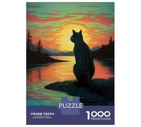 1000 Teenager Pieces Jigsaw Puzzle Cat Sunset Jigsaw Puzzle Hands-on Game Difficult Hard Gifts for Friends And Family 38x26cm/1000pcs