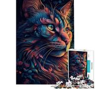 1000 Teenager Pieces Jigsaw Puzzle Cat Surrealism Colorful Fun at Home Activities, Birthday Present Handson Game Suitable for Ages 14 And Up (50X75cm)