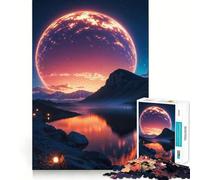 1000 Teenager Pieces Jigsaw Puzzle Celestial Twilight Over Serene Waters Clean Cut Art Logic Puzzle Play Leisure Game Time Birthday Art Gift (38x52cm)