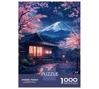 1000 Teenager Pieces Jigsaw Puzzle Cherry Blossom Night at Mount Fuji Jigsaw for Adults Hands-on Game Improve Memory Birthday Present, Gifts, 70x50cm/1000pcs