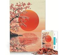 1000 Teenager Pieces Jigsaw Puzzle Cherry Blossom Sunset Clean Cut Art Logic Puzzle Play Leisure Game Time Birthday Art Gift (50x75cm)