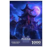 1000 Teenager Pieces Jigsaw Puzzle Chinese Style Pagoda Waterfall Jigsaw for Adults Relax Games Birthday Present Gifts for Friends And Family 70x50cm/1000pcs