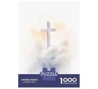 1000 Teenager Pieces Jigsaw Puzzle Christian Cross in The Clouds Jigsaw Puzzle Toy Wall Decor Difficult Challenge Gifts for Friends And Family 52x38cm/1000pcs