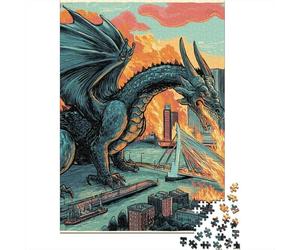1000 Teenager Pieces Jigsaw Puzzle City Under Dragon Attack Jigsaw for Adults Relax Games Birthday Present Gifts for Friends And Family 38x26cm/1000pcs