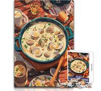 1000 Teenager Pieces Jigsaw Puzzle Clam Chowder Feast Unique Challenge Game Tough Challenge Gift For Birthdays Size 38x52cm