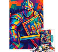 1000 Teenager Pieces Jigsaw Puzzle Colorful Knight in Battle Help The Brain Exercise Analysis And Logic Educational Games for Ages 14 And over (38x26cm)