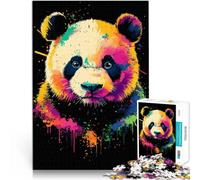 1000 teenager Pieces Jigsaw Puzzle Colorful Panda Portrait Lernspiele Heimdekoration mit passendem Poster und Quizblatt52x38cm