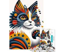 1000 Teenager Pieces Jigsaw Puzzle Colorful Polite Cat Difficult And Challenge But Fun And Humorous Toy Wall Decor Suitable for Ages 14 And Up (38X52CM)