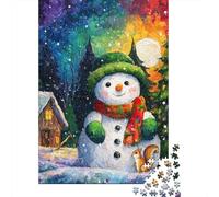 1000 Teenager Pieces Jigsaw Puzzle Colorful Snowman Winter Scene Jigsaw for Adults Relax Games Birthday Present Gifts for Friends And Family 52x38cm/1000pcs