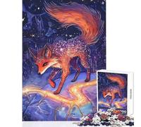 1000 Teenager Pieces Jigsaw Puzzle Constellation Fox on A Glowing Rock Relaxing Games Enhance Memory Home Decoration Toys Train Your Brain And Hands (38X52CM)