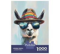 1000 Teenager Pieces Jigsaw Puzzle Cool Llama in Sunglasses Jigsaw Puzzle Hands-on Game Difficult Hard Gifts for Friends And Family 70x50cm/1000pcs