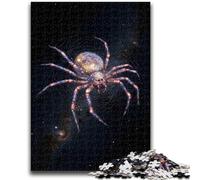 1000 Teenager Pieces Jigsaw Puzzle Cosmic Spider in Web Against Starry Sky Suitable for Couples with Matching Poster And Trivia Sheet 50x75cm