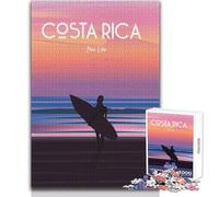 1000 Teenager Pieces Jigsaw Puzzle Costa Rica Surf Poster Unique Challenge Game Tough Challenge Gift For Birthdays Size 38x26cm