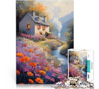 1000 teenager Pieces Jigsaw Puzzle Cottage by the Stream Intellektuelles Spiel Geeignet für die Schreibtischdekoration38x26cm