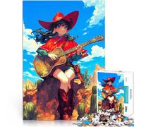 1000 teenager Pieces Jigsaw Puzzle Cow Girl with Her Guitar Spiele Spielzeug Geschenk Tolle Geschenke und Spielzeuge52x38cm