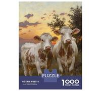 1000 Teenager Pieces Jigsaw Puzzle Cows at Sunset Jigsaw for Adults Hands-on Game Improve Memory Birthday Present, Gifts, 38x26cm/1000pcs