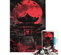 1000 Teenager Pieces Jigsaw Puzzle Crimson Moon Pagoda Help The Brain Exercise Analysis And Logic Educational Games for Ages 14 And over (50x75cm)