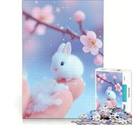 1000 Teenager Pieces Jigsaw Puzzle Cute Tiny Bunny in Bloom, Relaxing Games, Difficult Challenge, Unique Birthday And Gifts 38x52cm