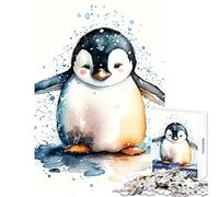 1000 Teenager Pieces Jigsaw Puzzle Cute Watercolour Penguin Jigsaw Puzzles for Adults Family Activities Every Piece Is Unique - Challenging Game Toys (38x26cm)