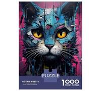 1000 Teenager Pieces Jigsaw Puzzle Cyborg Cat Machine Jigsaw Puzzle Hands-on Game Difficult Hard Gifts for Friends And Family 38x26cm/1000pcs