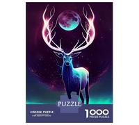1000 Teenager Pieces Jigsaw Puzzle Deer And Moon Painting Jigsaw for Adults Hands-on Game Improve Memory Birthday Present, Gifts, 38x26cm/1000pcs