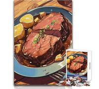 1000 Teenager Pieces Jigsaw Puzzle Delicious Meat Dish with Lemon And Herbs Unique Challenge Game Tough Challenge Gift For Birthdays Size 38x52cm