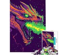 1000 Teenager Pieces Jigsaw Puzzle Dragon Poison Breath Fun at Home Activities, Birthday Present Hands-on Game Suitable for Ages 14 And Up (50X75CM)