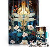 1000 teenager Pieces Jigsaw Puzzle Dragonfly in Art Nouveau Garden Quizspiel Lustige Aktivitäten für zu Hause, Geburtstagsgeschenk, Reisegeschenk,75x50cm