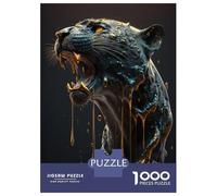 1000 Teenager Pieces Jigsaw Puzzle Dripping Gold Panther Adult Jigsaw Puzzle Hands-on Game Wall Art Gifts for Friends And Family 70x50cm/1000pcs
