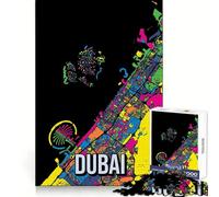 1000 Teenager Pieces Jigsaw Puzzle Dubai UAE City Map Art Premium Cut Fun Thinking Fun Game Easy Time Play Birthday Art Gift (38x26cm)