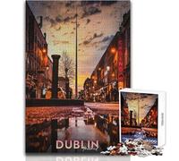 1000 Teenager Pieces Jigsaw Puzzle Dublin Ireland at Sunset Unique Challenge Game Tough Challenge Gift For Birthdays Size 38x26cm