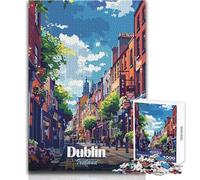1000 Teenager Pieces Jigsaw Puzzle Dublin, Ireland Street View Illustration Unique Challenge Game Tough Challenge Gift For Birthdays Size 38x52cm