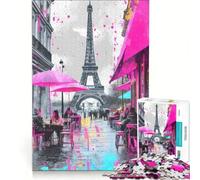 1000 Teenager Pieces Jigsaw Puzzle Eiffel Tower in Paris People Seating, Practical Game, Difficult Challenge, Artists Collection, Fine Art 38x26cm