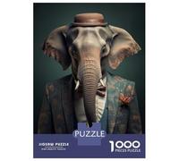1000 Teenager Pieces Jigsaw Puzzle Elephant in Boho Suit Jigsaw Puzzle Toy Wall Decor Difficult Challenge Gifts for Friends And Family 70x50cm/1000pcs