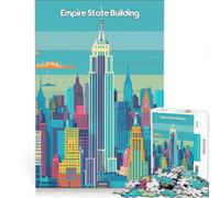 1000 Teenager Pieces Jigsaw Puzzle Empire State Building, Practical Game, Difficult Challenge, Artists Collection, Fine Art 38x26cm