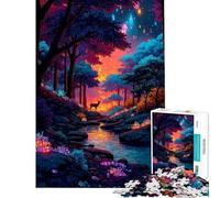 1000 Teenager Pieces Jigsaw Puzzle Enchanted Forest with Deer And Crystals Puzzle for Adults Family Game Difficult Challenge Challenging To Complete (Size 50x75cm)